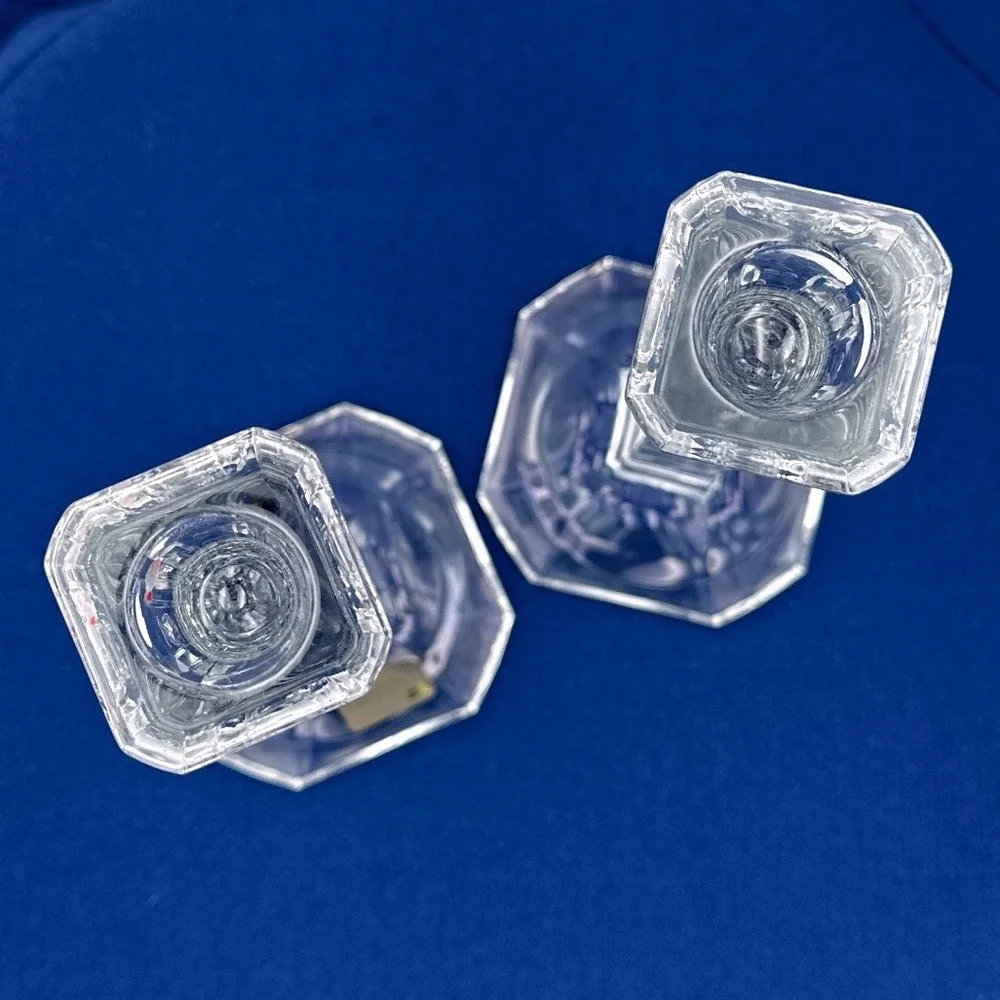 Mikasa Park Lane Crystal Candlestick Holders Pair 7 Inch Octagon Base Austria